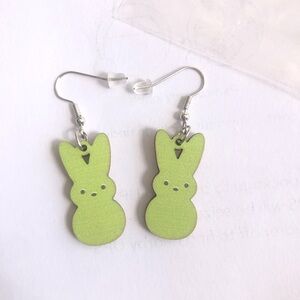 NWT - 1 Pair Green Peep Bunny Dangle Earrings